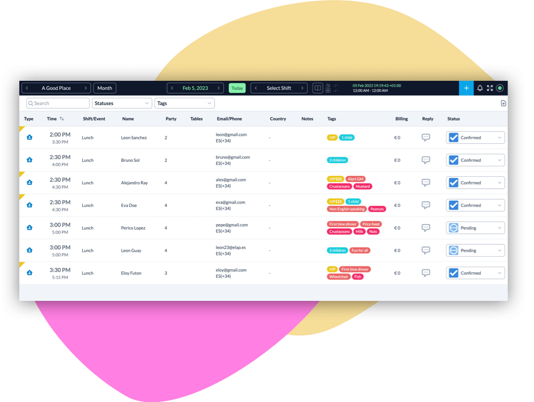 Payment Gateways 2 Resv restaurant reservations list view bookings